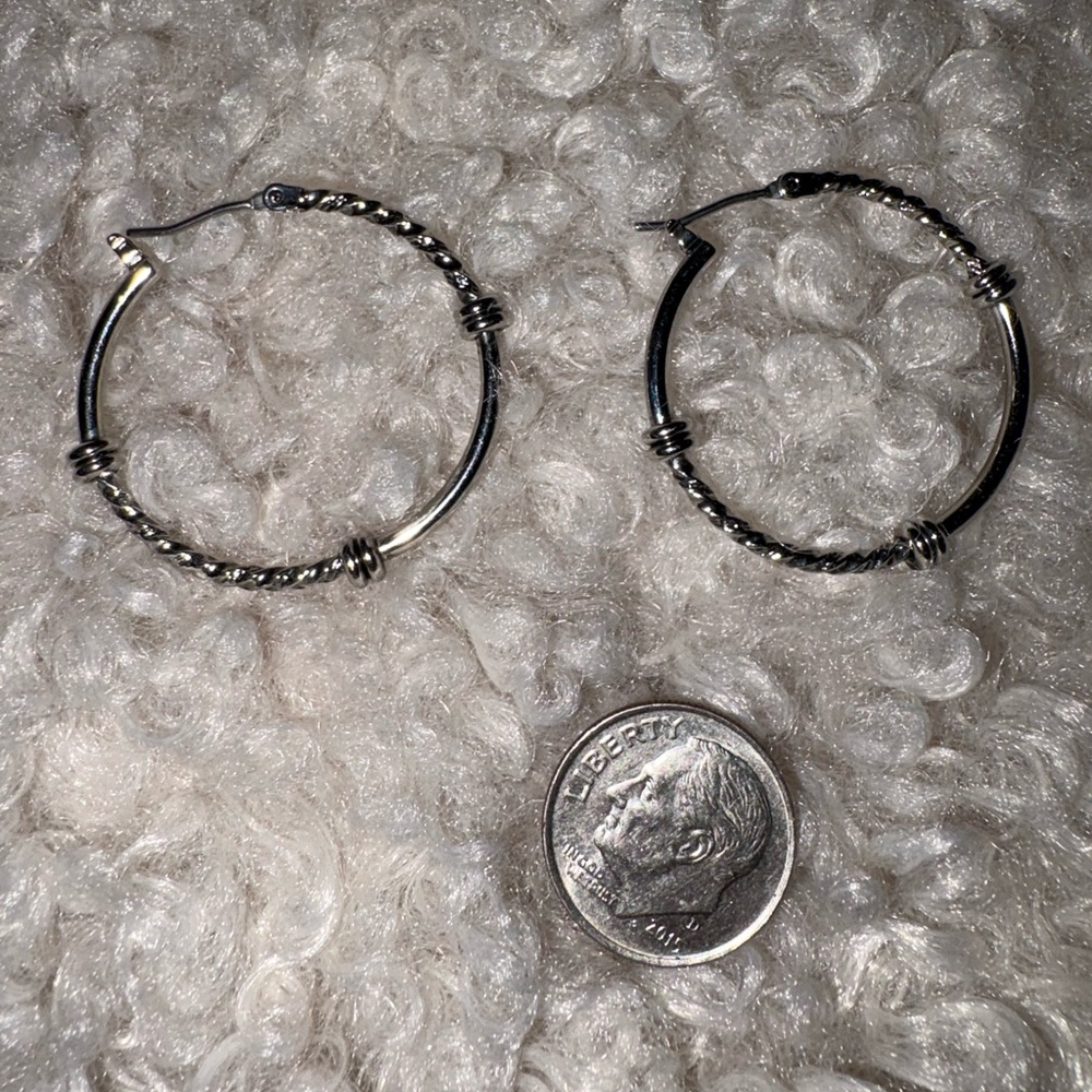 Lia Sophia Twisted Silver Hoop Earrings